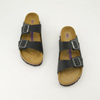 Image of Black Leather Sandals by Birkenstock for Men - Season Autumn-Winter 2024 - Top View Pair