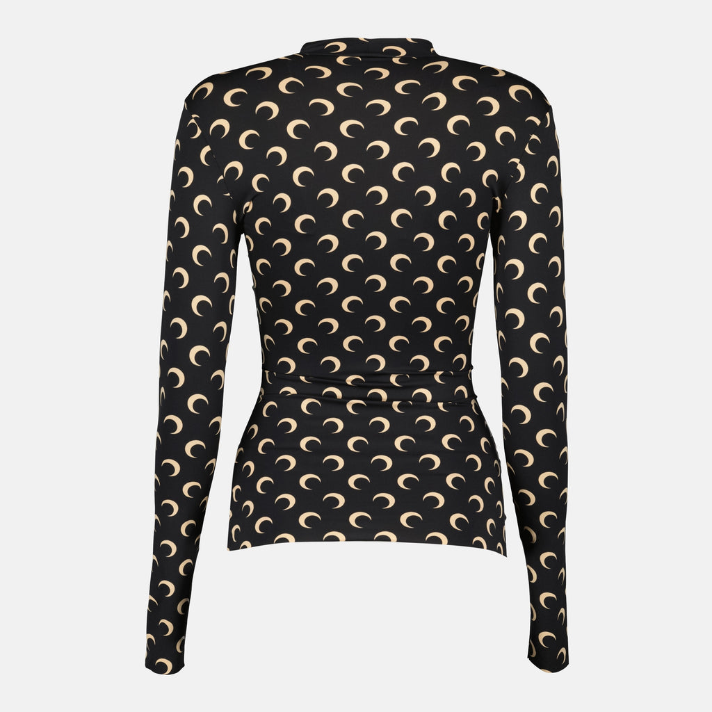 Marine Serre, Moon Print Top, Jersey Top, Autumn Winter Collection, Polyamide Fashion