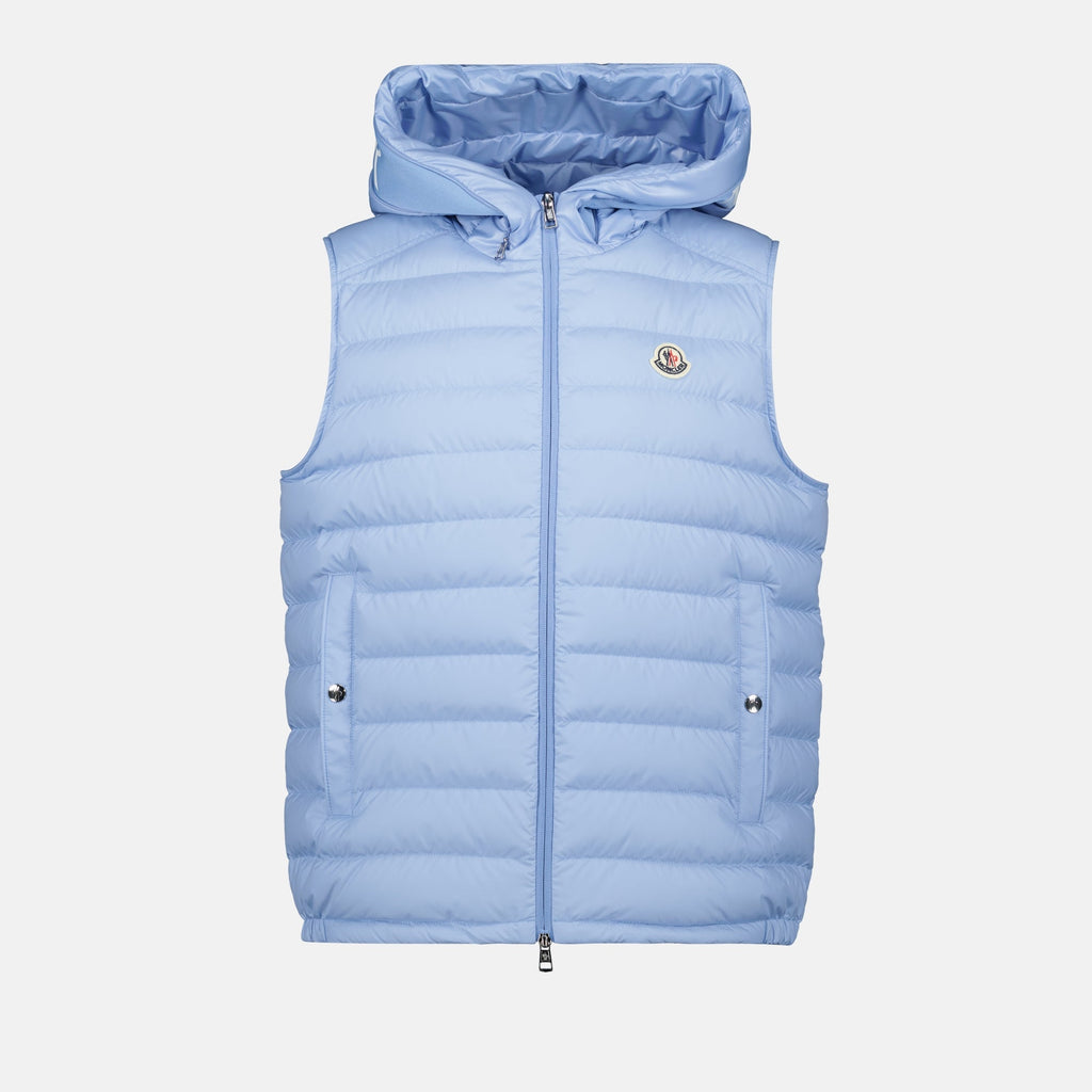 sleeveless down jacket, blue down jacket, Moncler jacket, Bourget down vest, men's vest