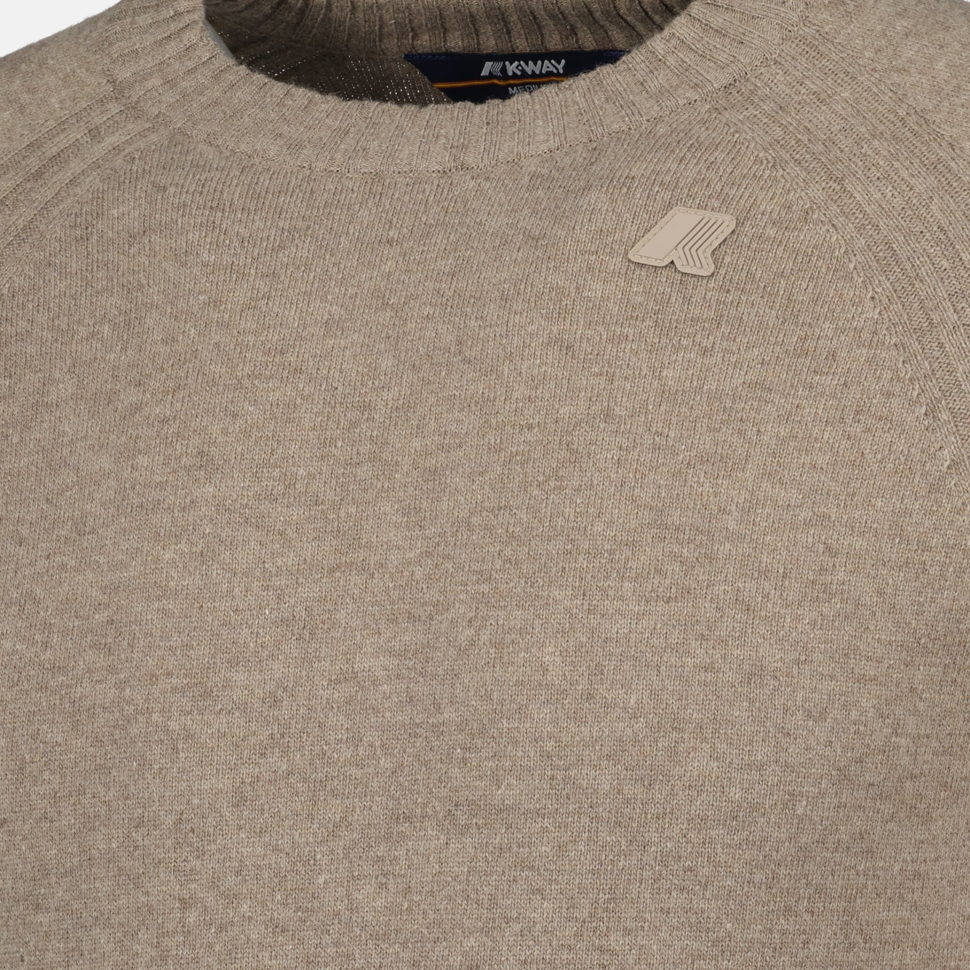 K-Way sweater, beige wool sweater, men's knitwear, Autumn-Winter fashion, cashmere blend sweater