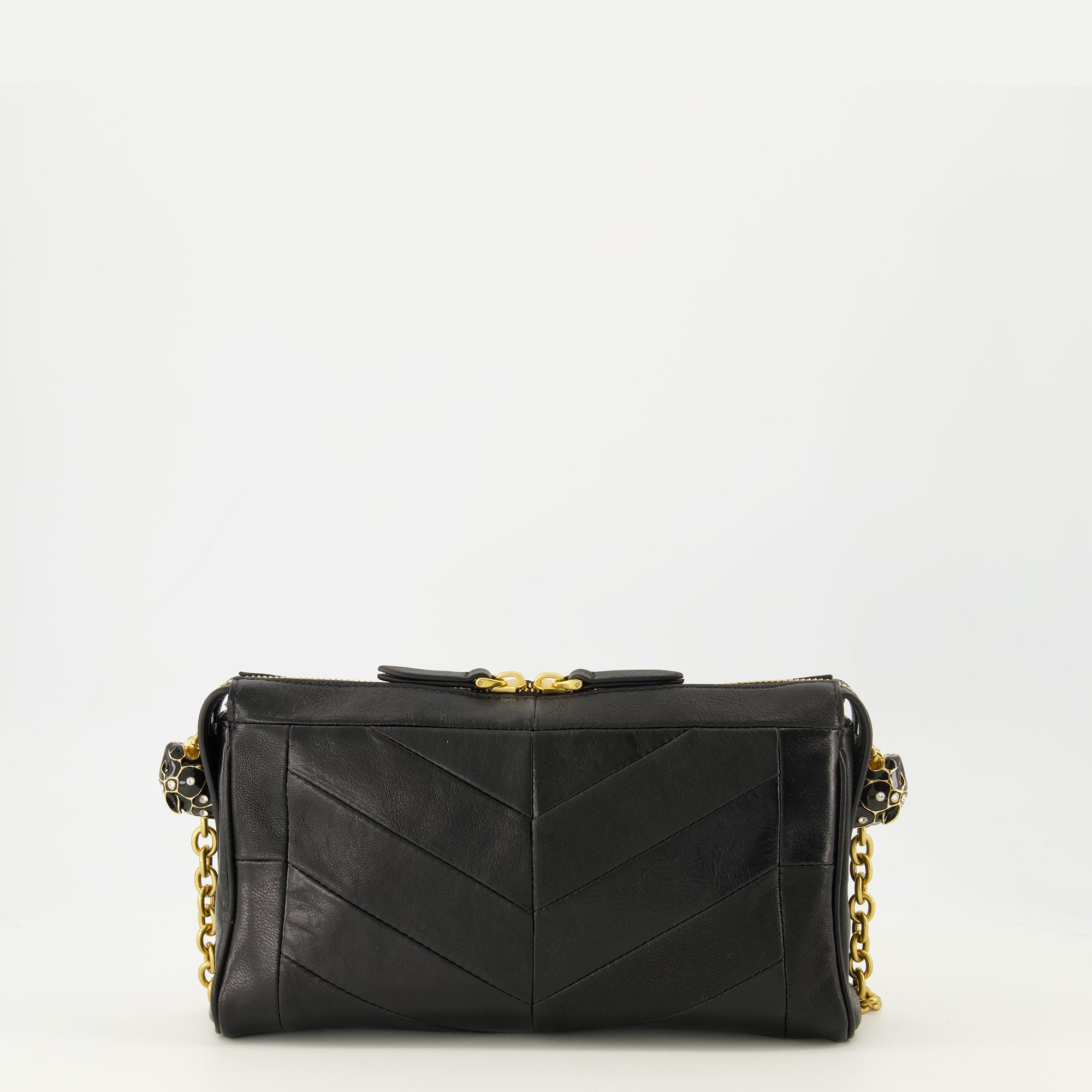Image of Mini Bag Panthea in Black Leather by Valentino Garavani for Women - Season Spring-Summer 2026 - Back View