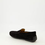 Image of City Gommino Suede Loafers by Tod's for Men - Season Autumn-Winter 2025 - Back Right Three-Quarter View