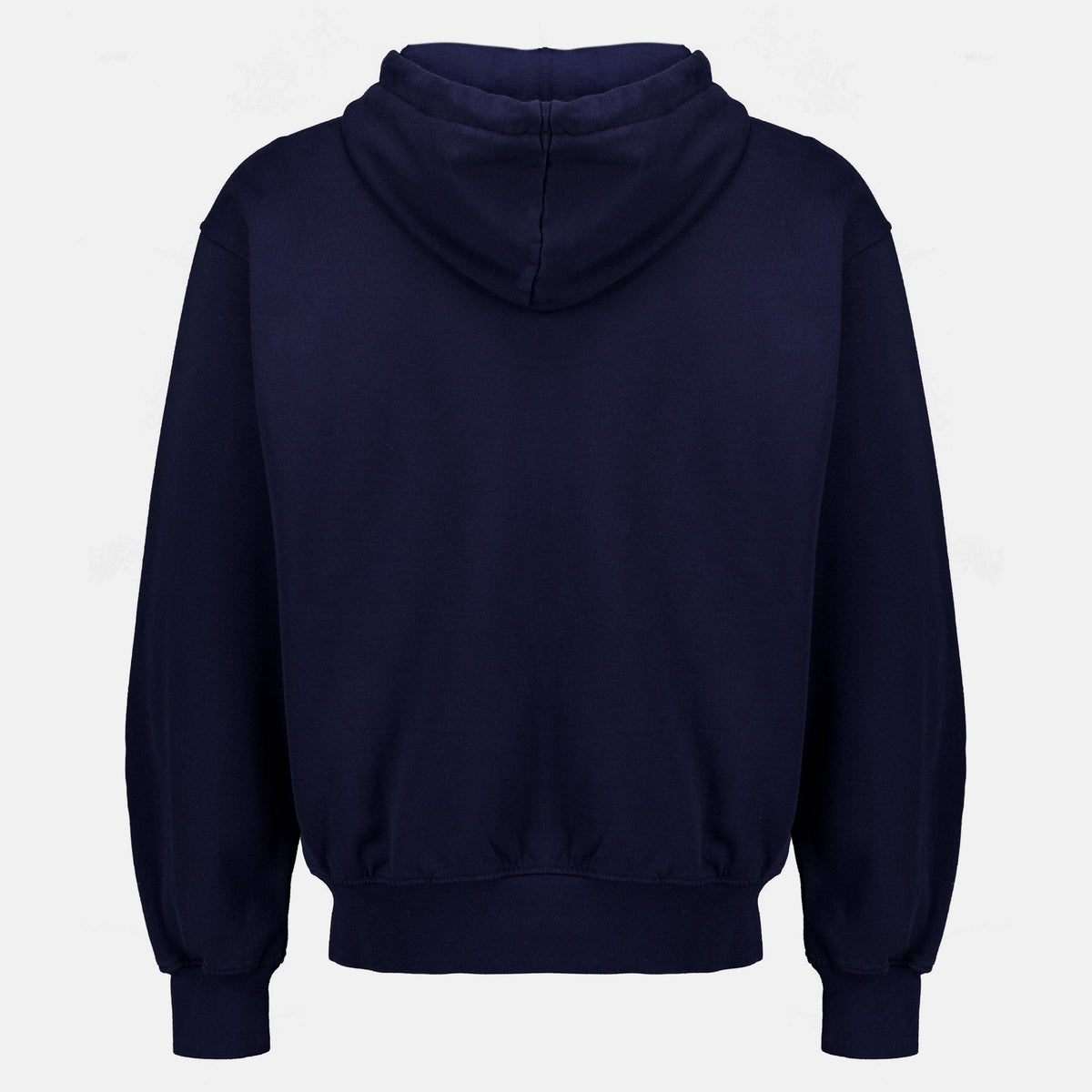 Sudadera azul marino con cremallera y eslogan