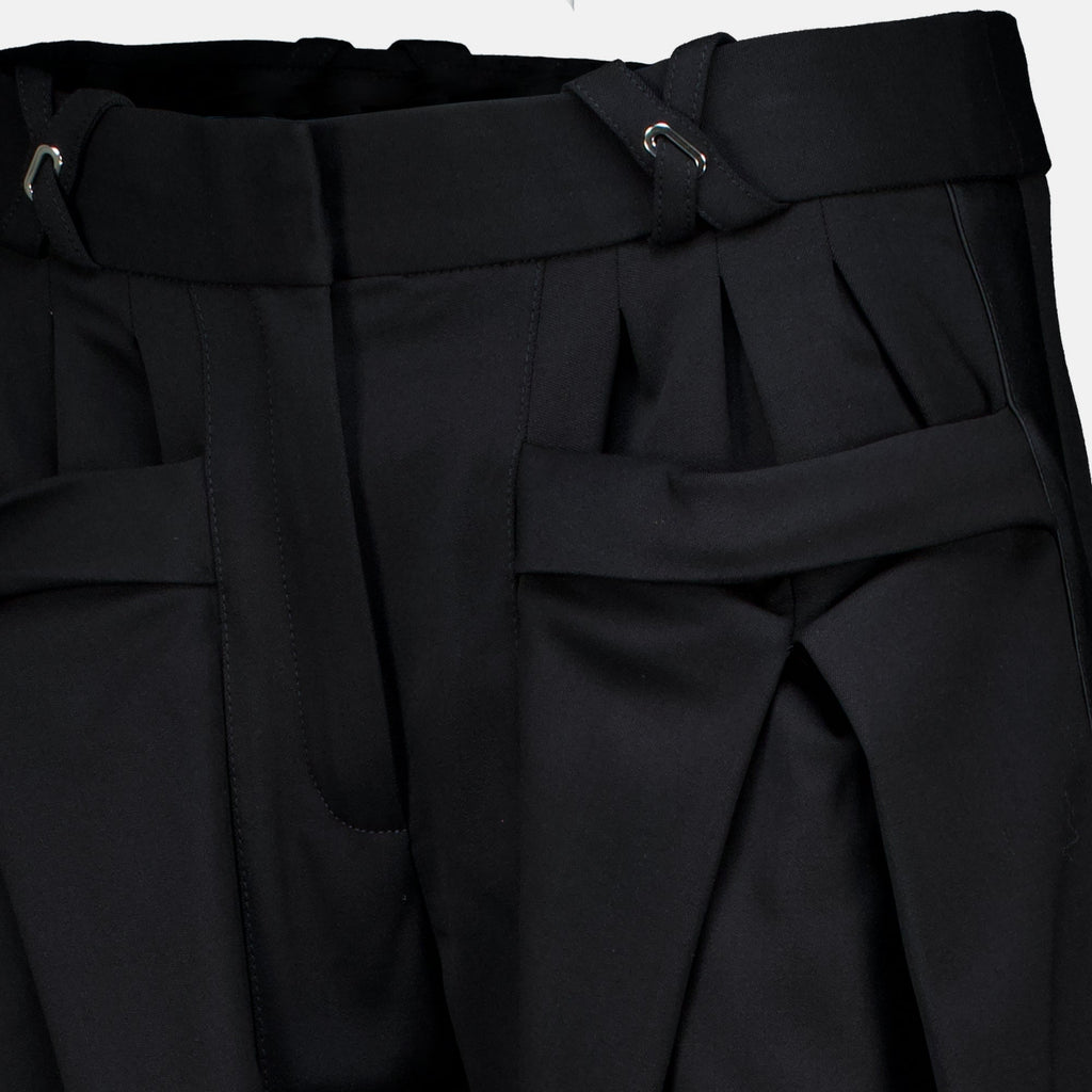 Black Wide-Leg Wool Pants