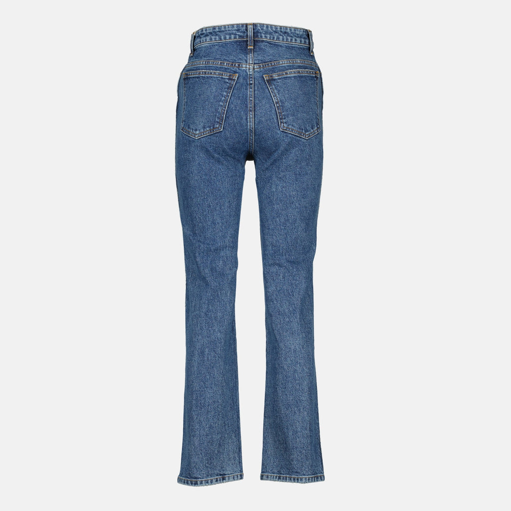 Khaite denim jeans, high waist jeans, straight cut jeans, five-pocket design, denim fashion