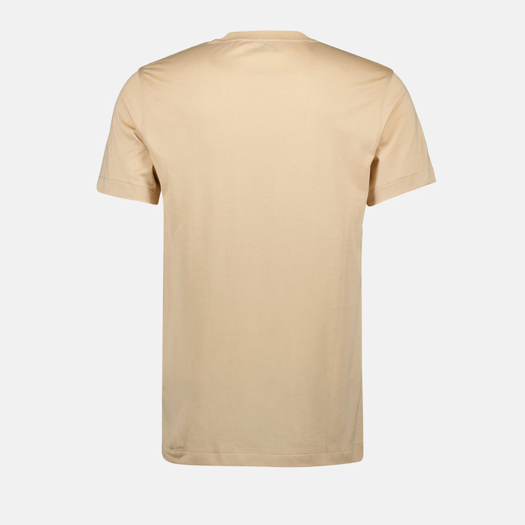 Beige T-shirt with Embroidered Logo