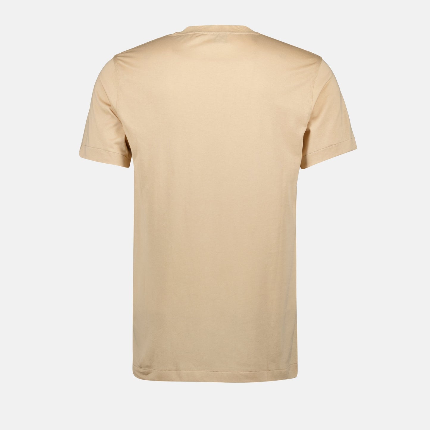 beige T-shirt, embroidered logo, cotton T-shirt, round neck T-shirt, Summer 2024 collection