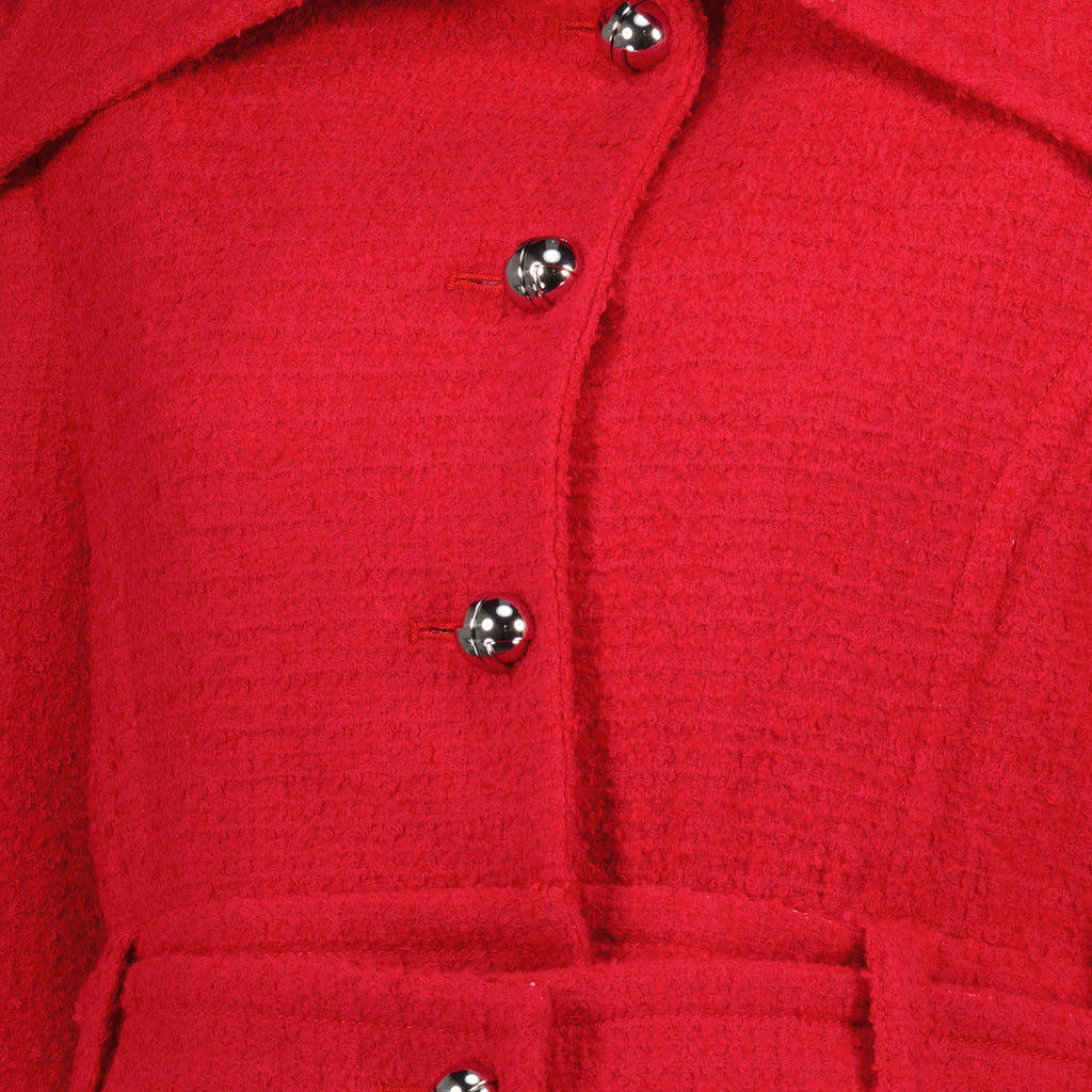 red tweed jacket, Patou jacket, short jacket, autumn winter fashion, designer outerwear