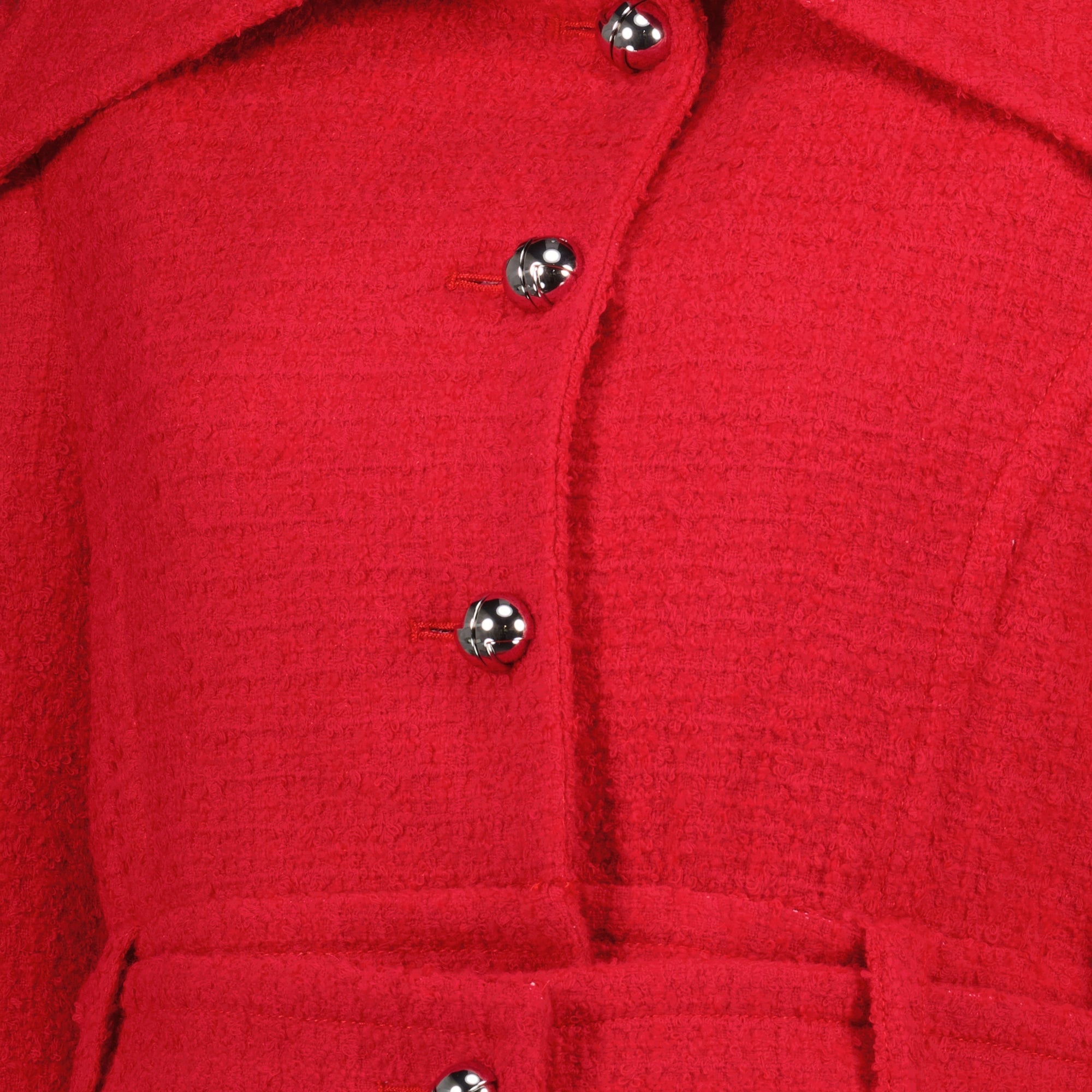 red tweed jacket, Patou jacket, short jacket, autumn winter fashion, designer outerwear