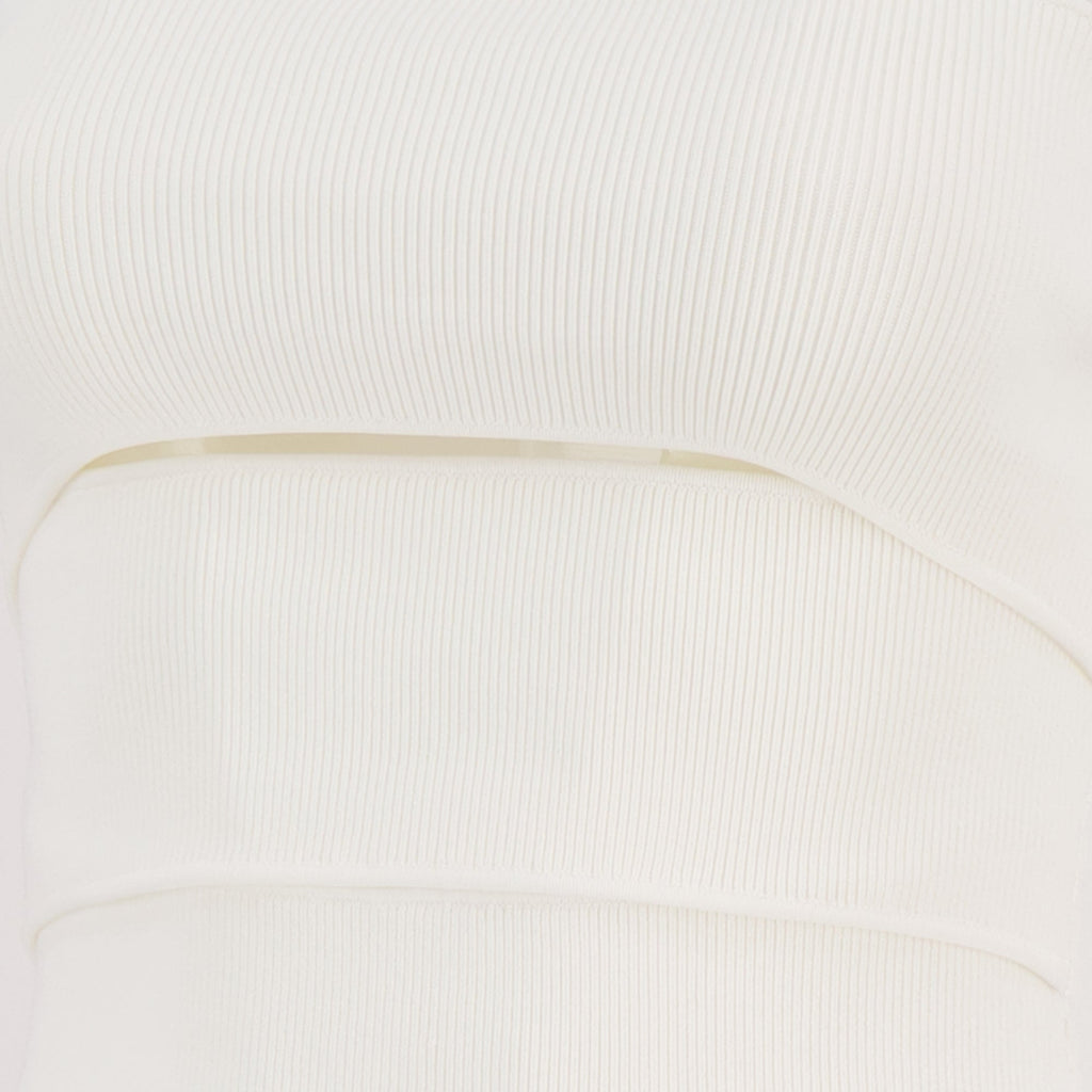 bustier dress, Christopher Esber, white dress, elegant dress, evening wear