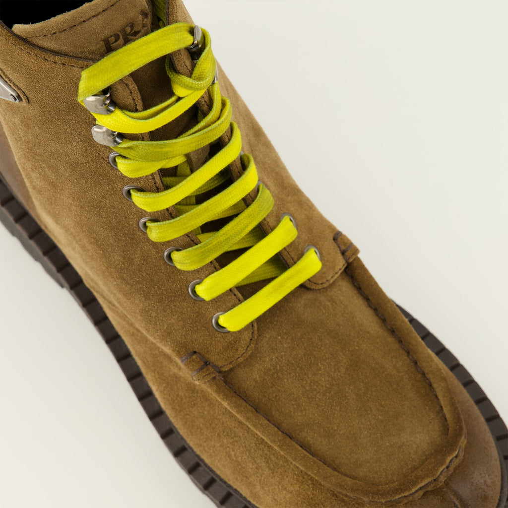 Bottines à lacets en daim marron