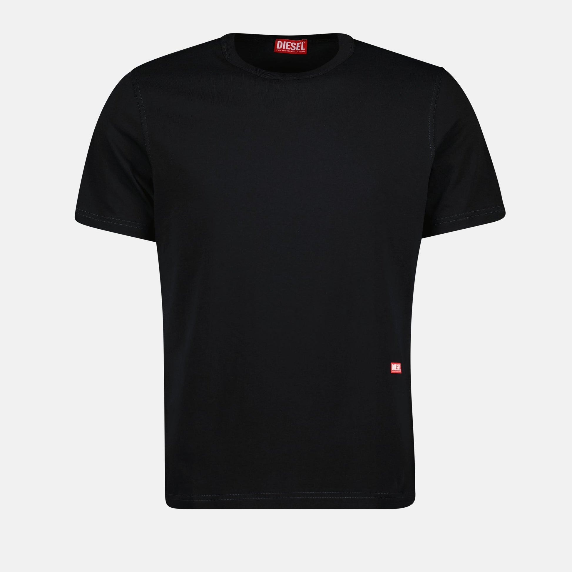 T-Adjust-Slits-R13, black T-shirt, cotton T-shirt, Diesel collection, red print T-shirt