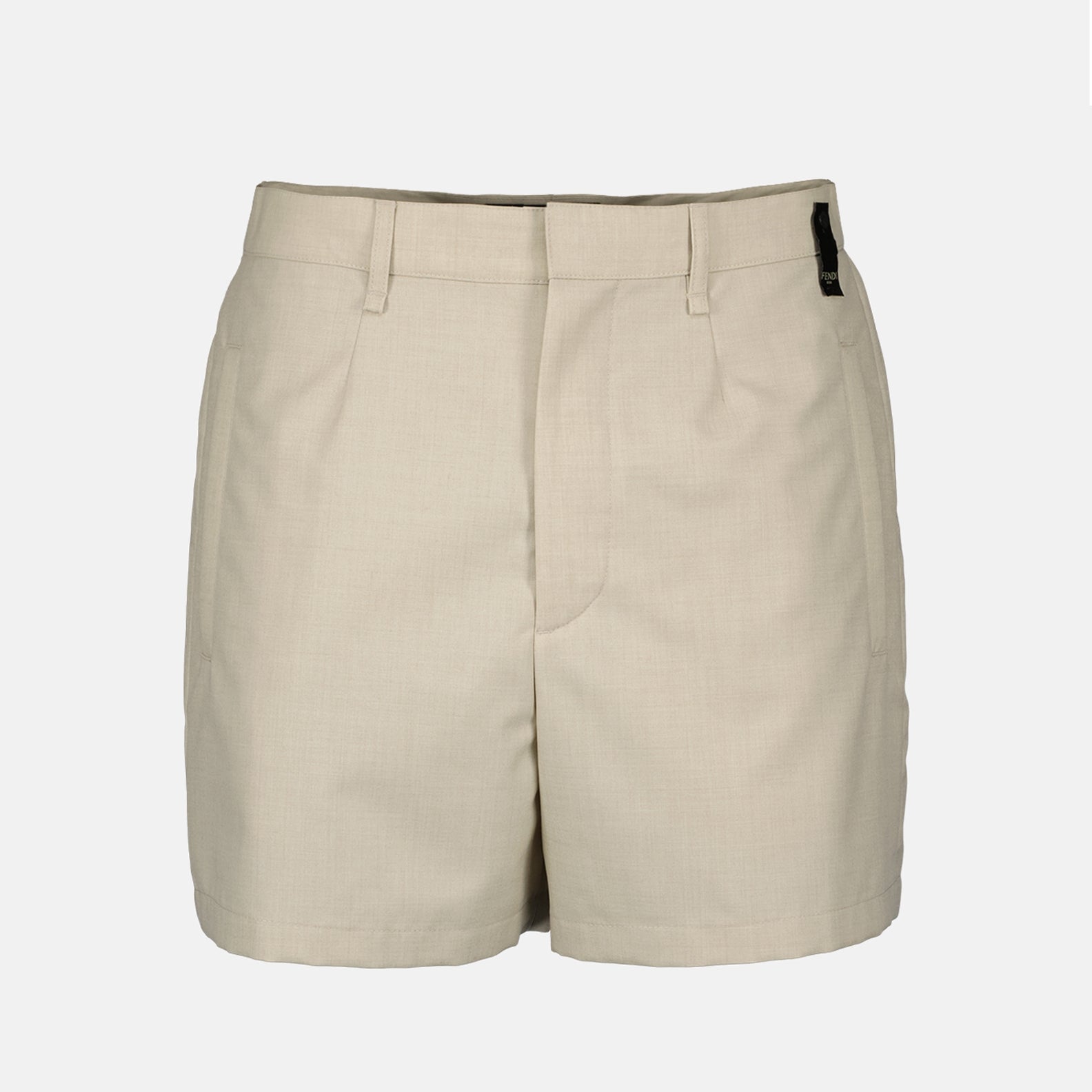 Fendi wool shorts, beige wool shorts, luxury shorts, Fendi Spring-Summer 2024, premium wool shorts