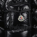 Moncler Maire, black down jacket, glossy nylon jacket, removable hood coat, autumn winter outerwear