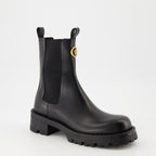 Chelsea boots, Luxury footwear, Versace boots, Autumn-Winter collection, Black leather boots