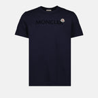 Moncler T-shirt, navy logo tee, cotton t-shirt, men's designer tops, Fall-Winter 2024 fashion