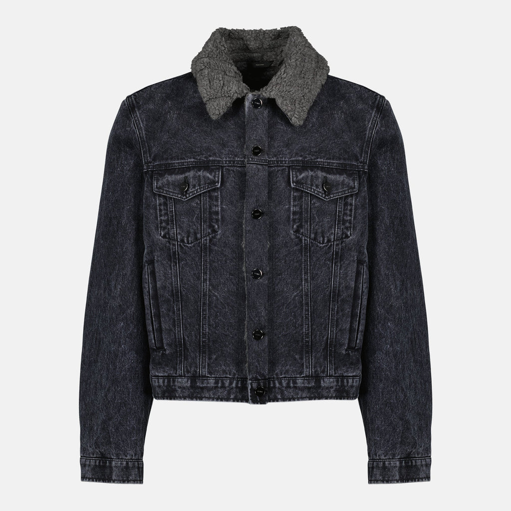 Fendi jacket, denim outerwear, black fleece jacket, Autumn-Winter collection, men's fashion