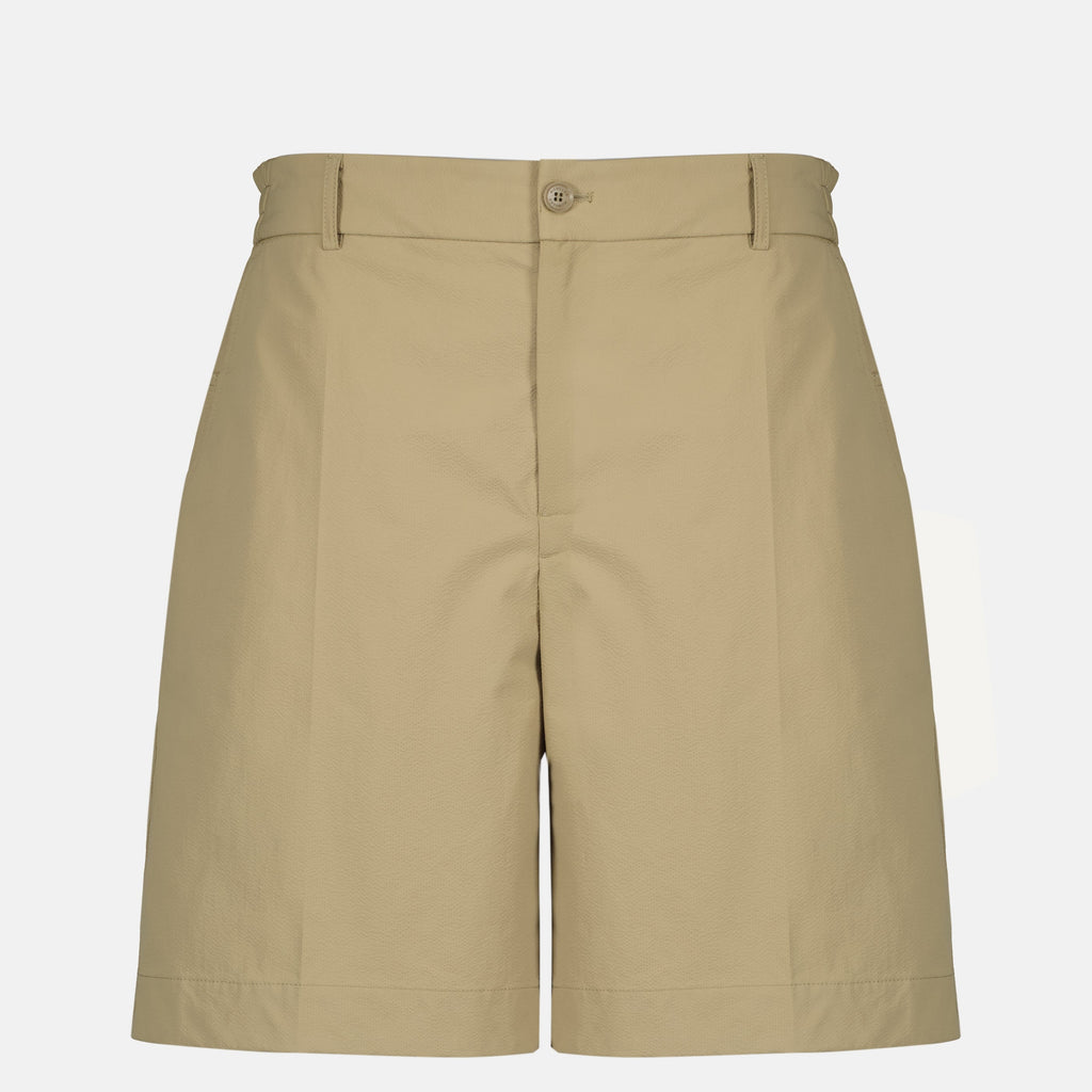 Pantaloni Corti in Seersucker Beige