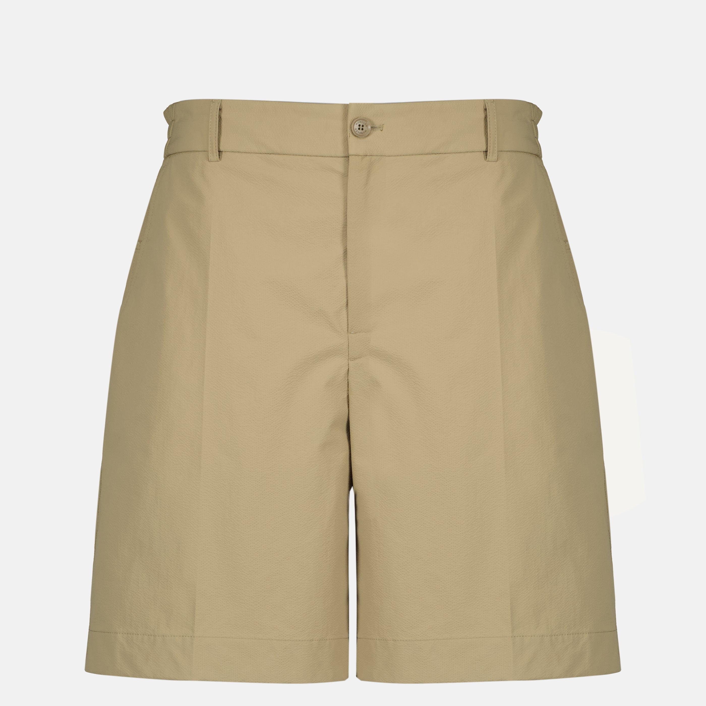 Beige Seersucker Shorts