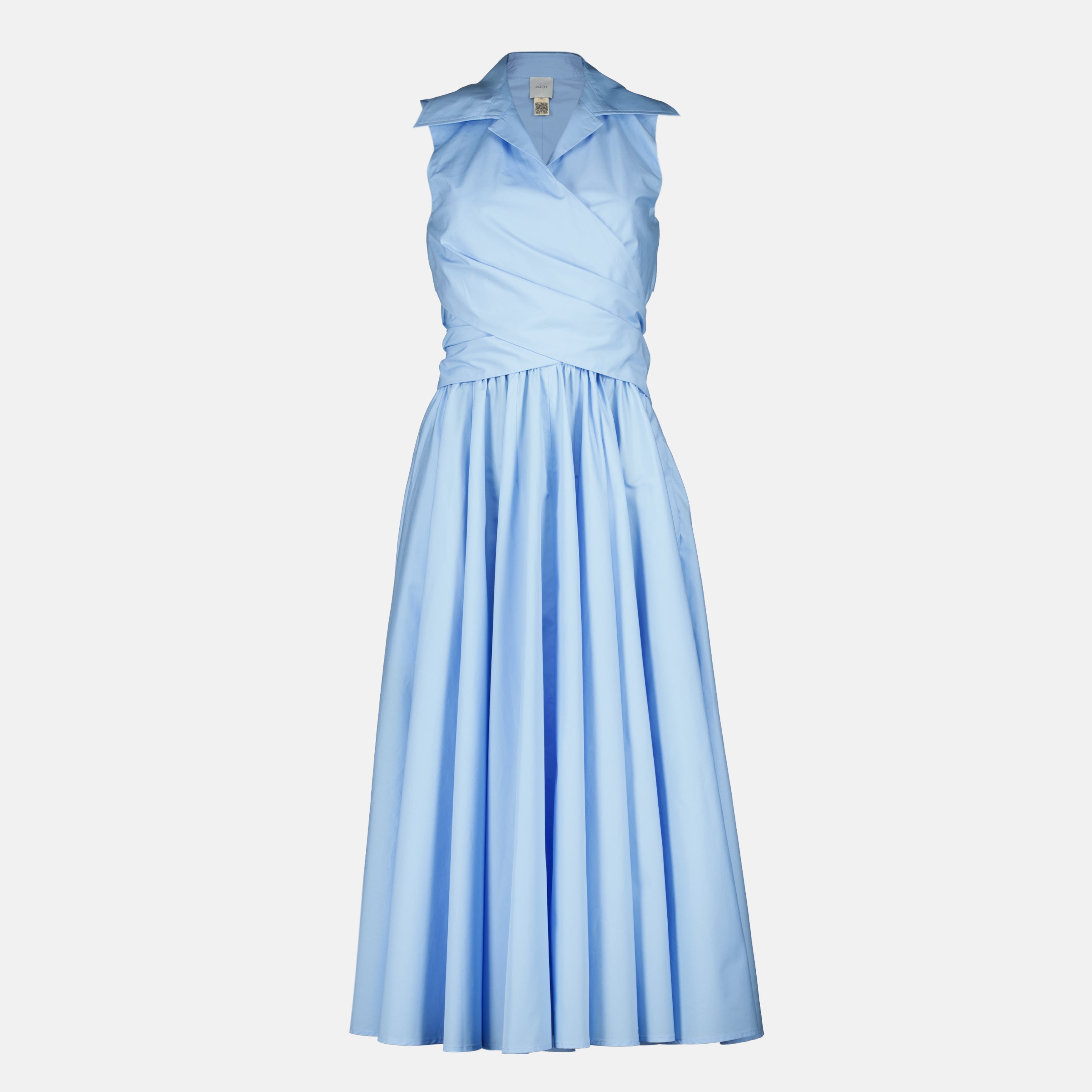 Image of Draped Cotton Dress in Blue by Patou for Women - Season Spring-Summer 2026 - Front View