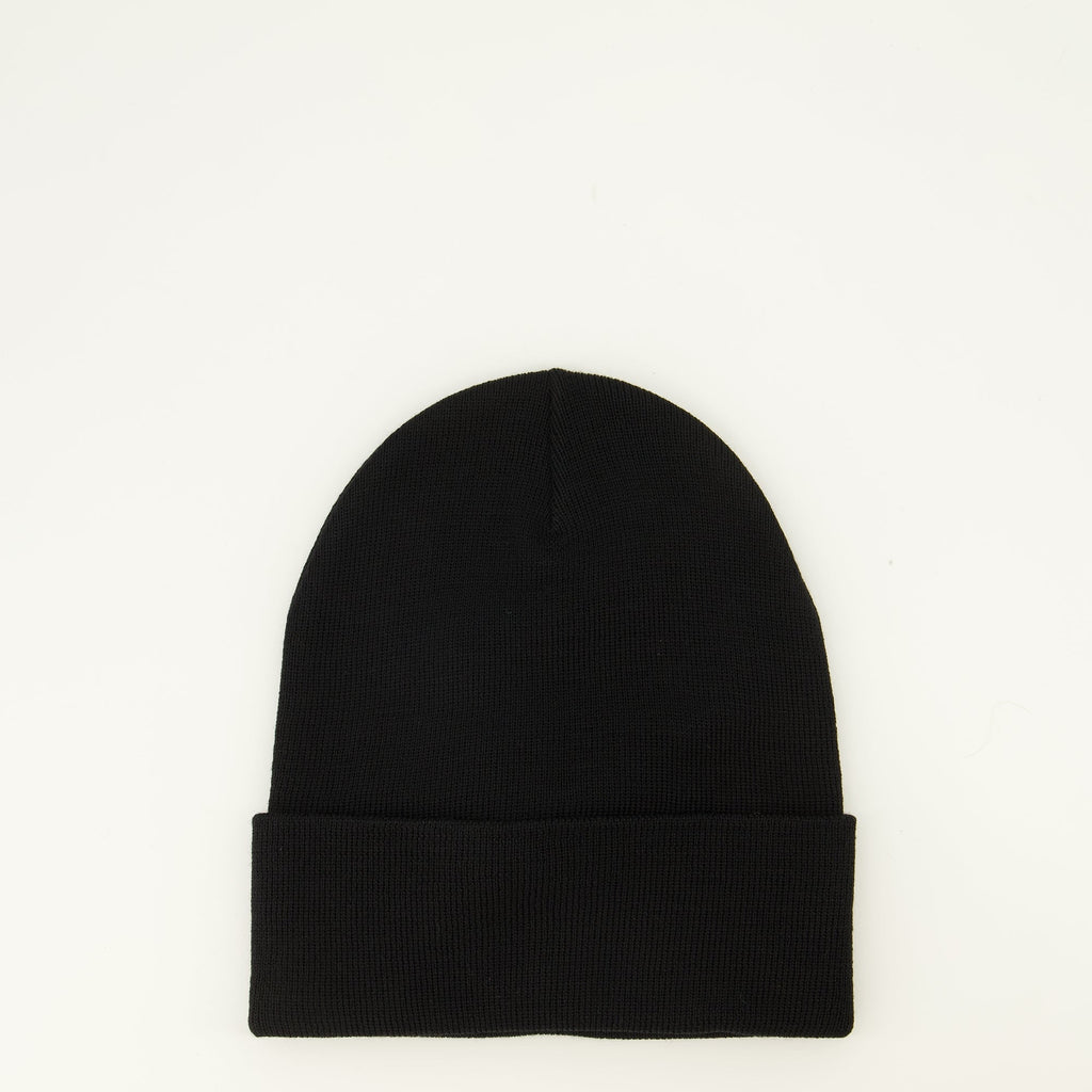 Schwarze Wollstrickmütze