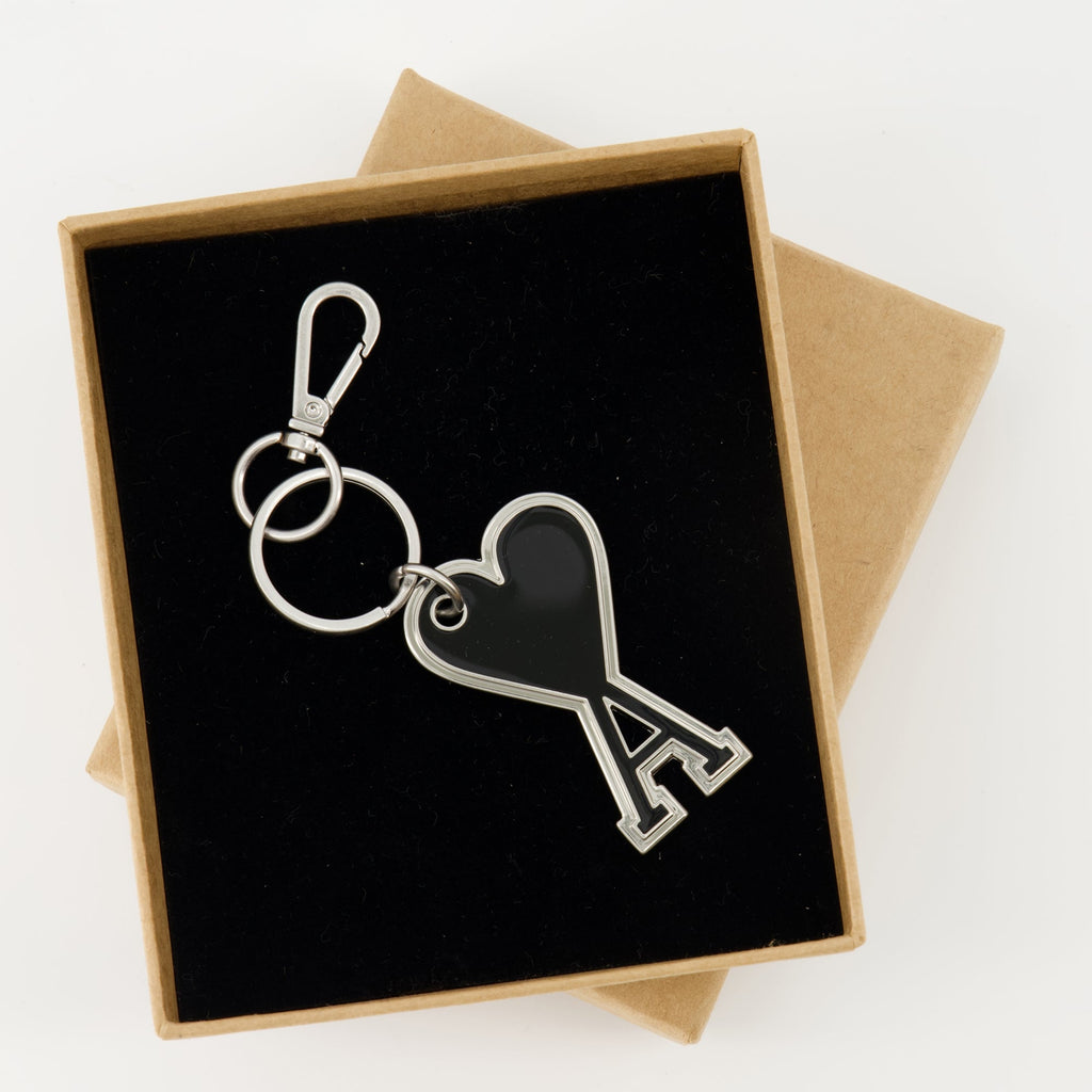 keychain, Ami de Coeur, black keychain, unisex accessory, metal keychain