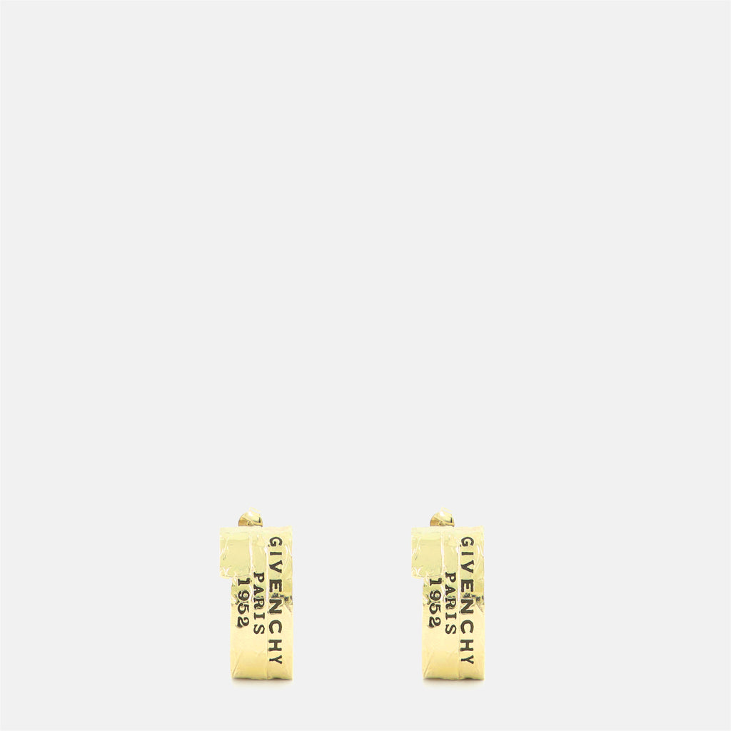 Givenchy earrings, brushed metal earrings, gold earrings, fashion accessories, Givenchy Tape collection