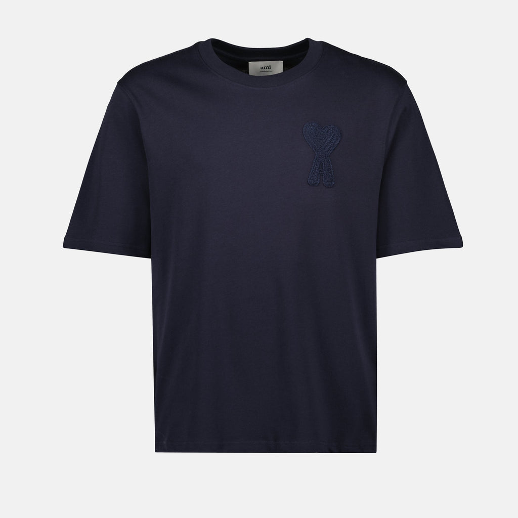 navy T-shirt, organic cotton t-shirt, AMI Paris, Ami de coeur, casual wear