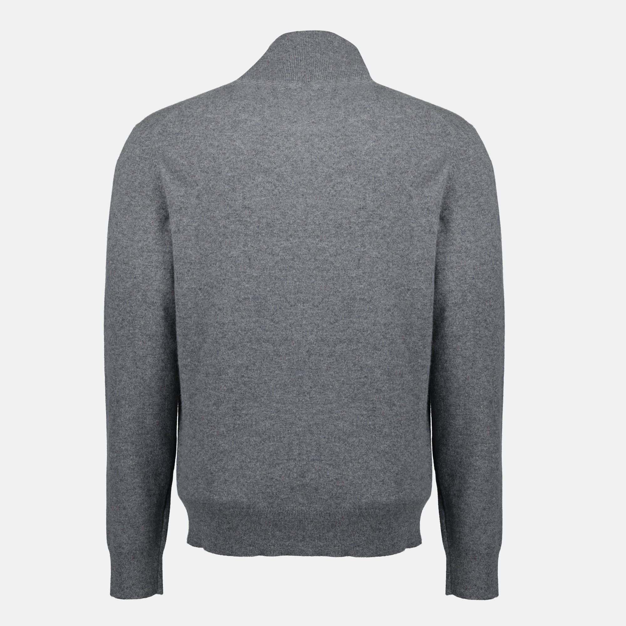 Burberry sweater, cashmere zip-up, gray sweater, high collar sweater, embroidered logo sweatshirt