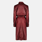 Image du trench en nylon bordeaux de Saint Laurent pour femmes - Saison Printemps-Été 2026 - Vue arrière