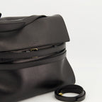 cappa leather bag, Moschino bag, black leather accessories, adjustable shoulder bag, women’s handbags