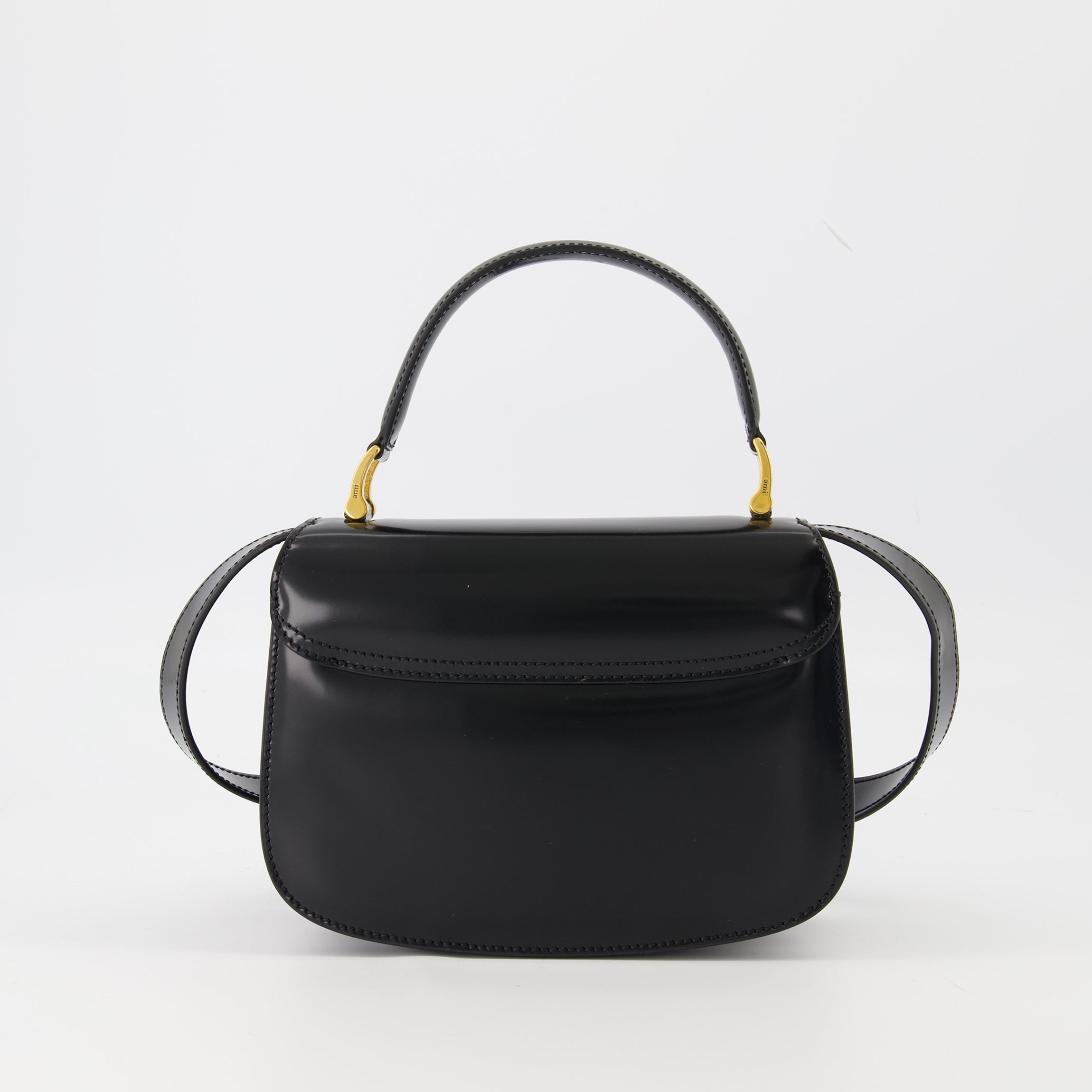 Top Handle bag, Ami Paris, glazed calf leather, adjustable shoulder strap, unisex design