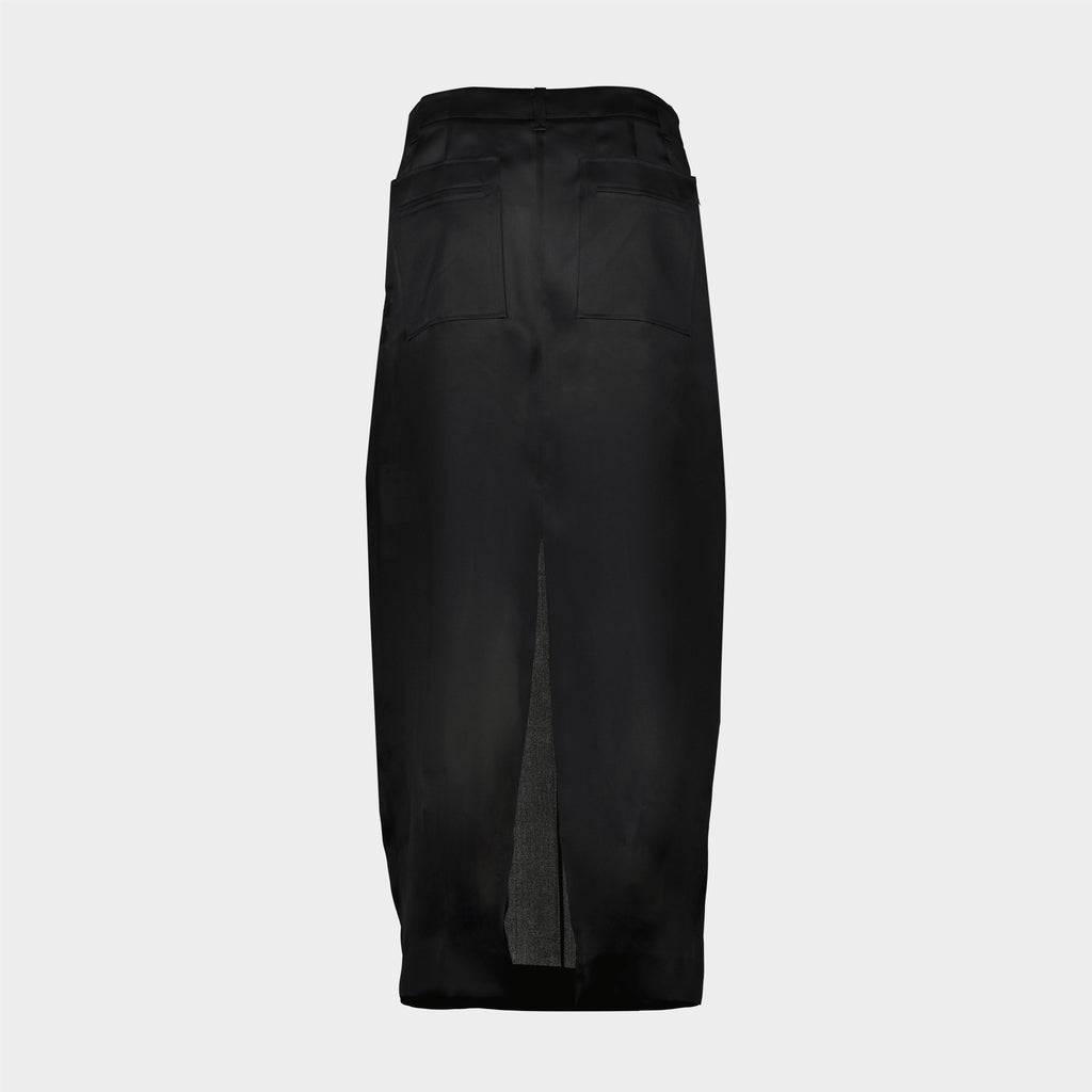 black skirt, Khaite Lucian, silk skirt, elegant skirt, high-waisted skirt