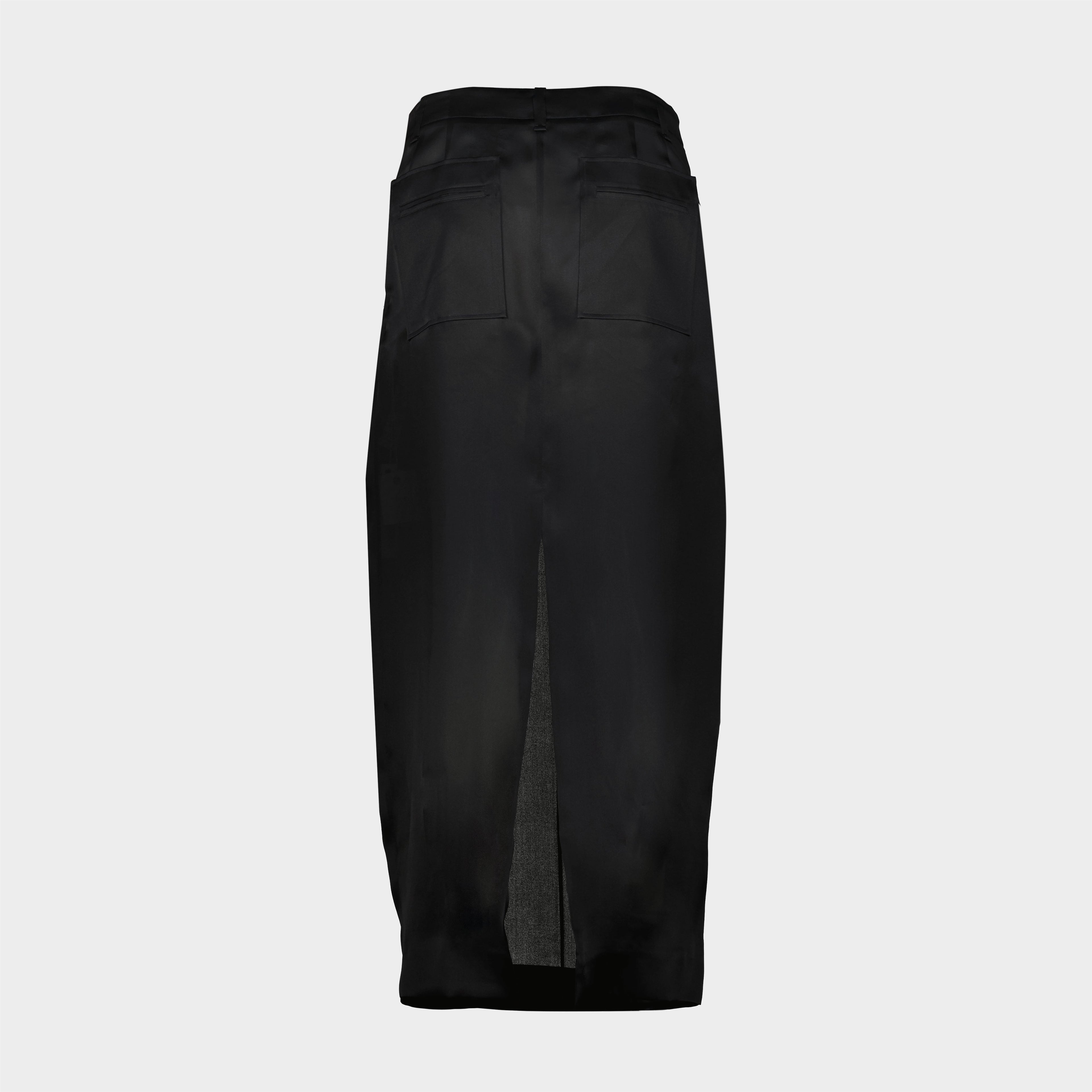 black skirt, Khaite Lucian, silk skirt, elegant skirt, high-waisted skirt