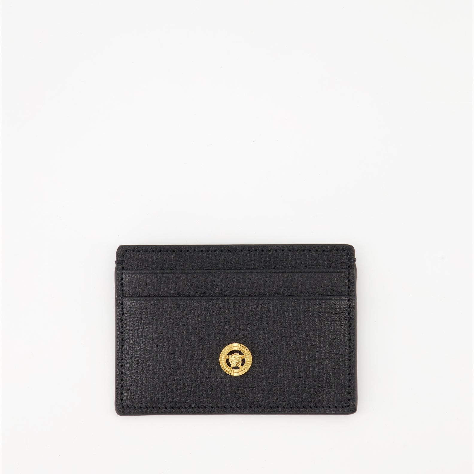 Versace card holder, leather wallet, Medusa Biggie, luxury accessories, textured leather