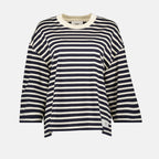 striped t-shirt, AMI PARIS, cotton shirt, oversized fit, casual wear