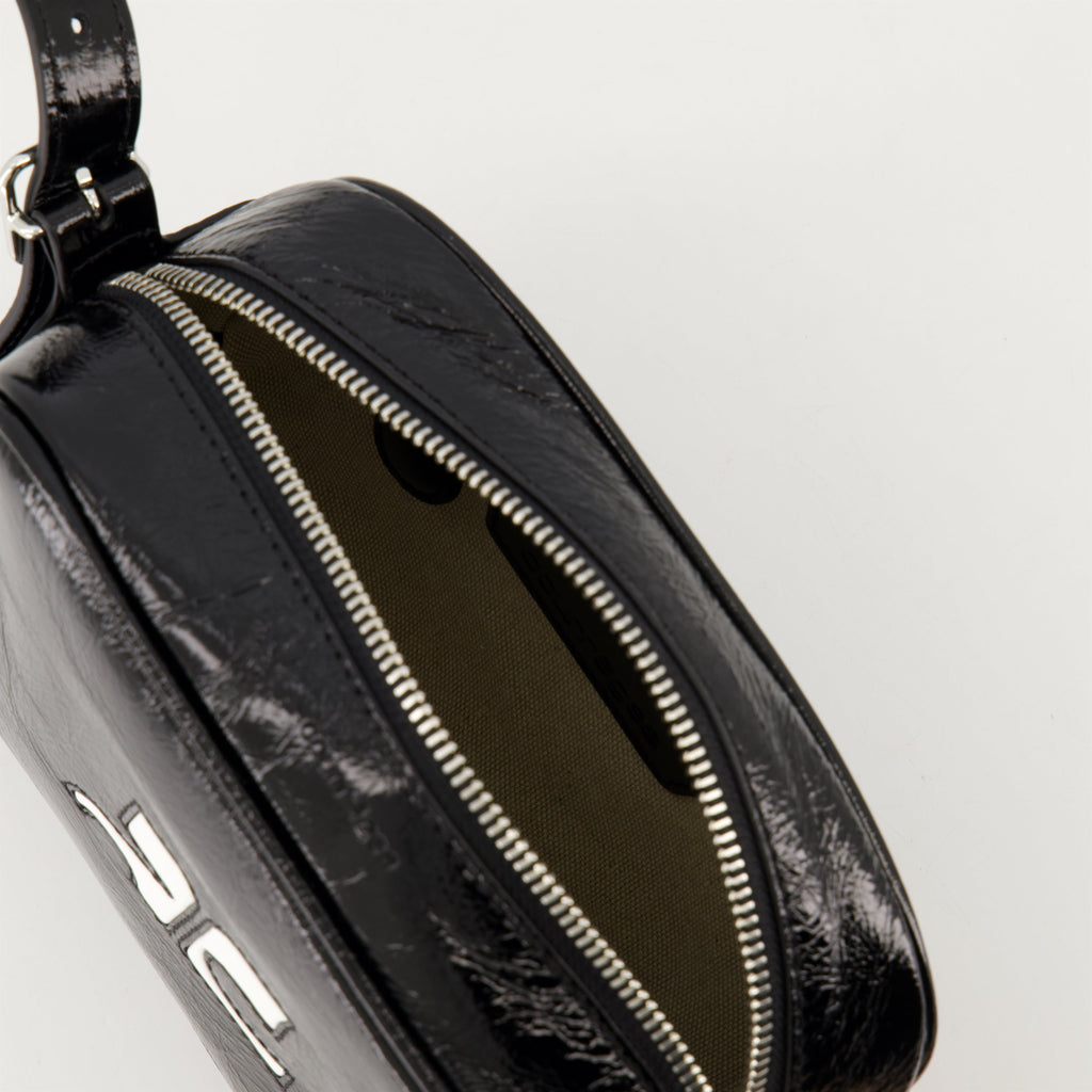 Courrèges bag, Camera bag, patent leather bag, stylish accessory, unisex bag