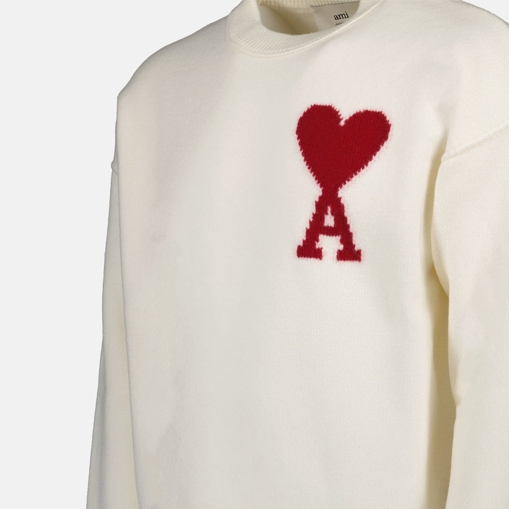 1. Oversized white sweater
2. AMI Paris Ami de Coeur 
3. Wool sweater
4. Luxury men's fashion 
5. Autumn-Winter collections