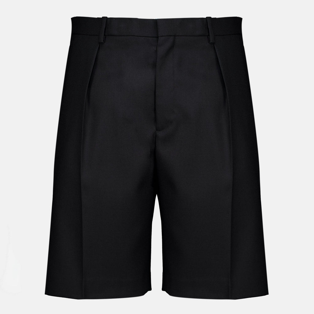 Schwarze Shorts aus Wollstoff mit Schneiderverarbeitung