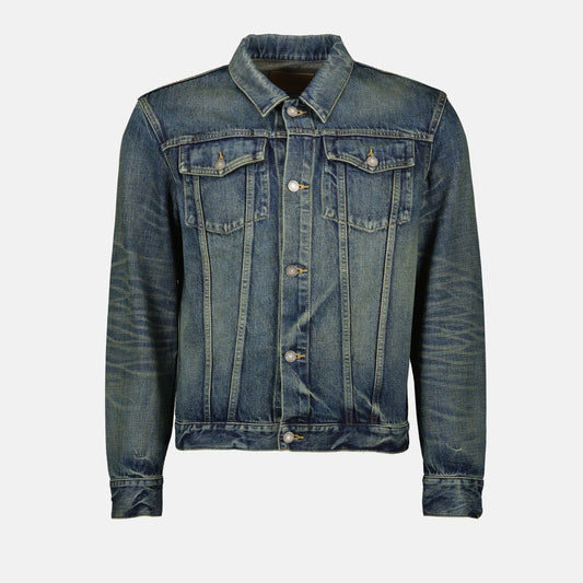 denim jacket, blue délavé, buttoned closures, straight cut, classic style