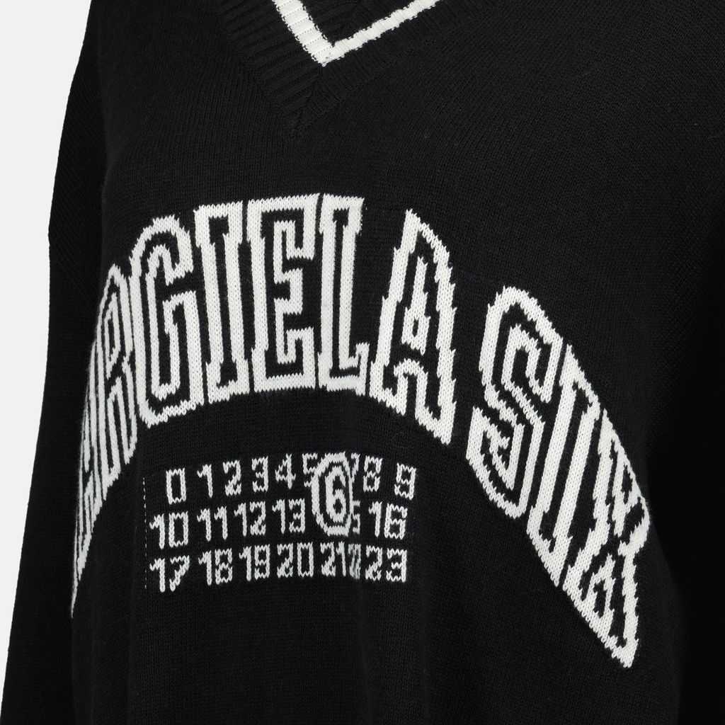 knitted sweater, black and white sweater, oversized fit, MM6, spring summer collection