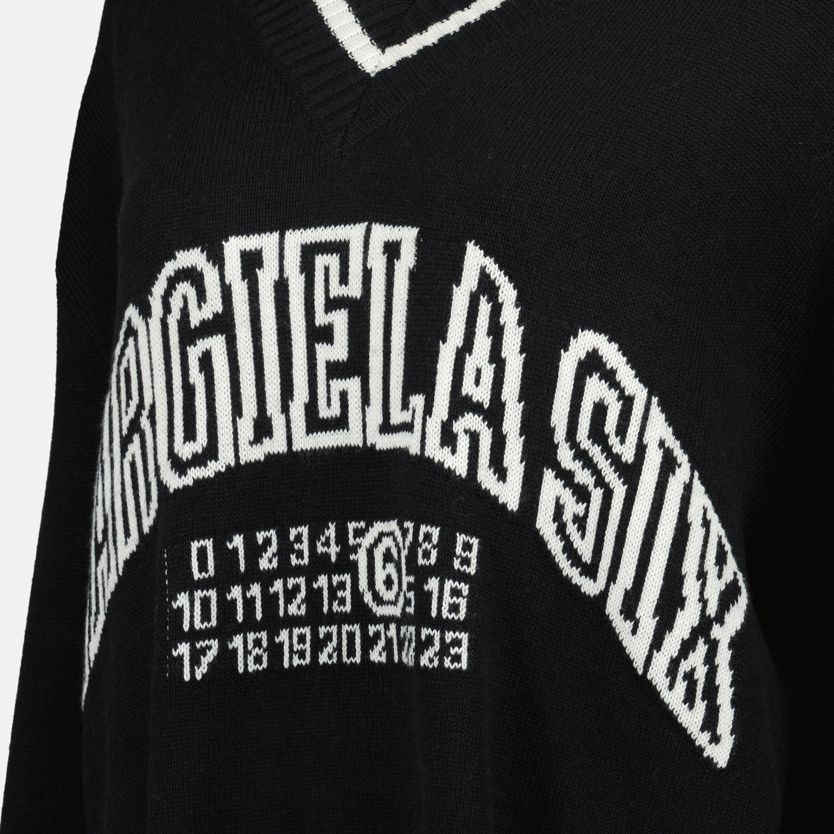 knitted sweater, black and white sweater, oversized fit, MM6, spring summer collection