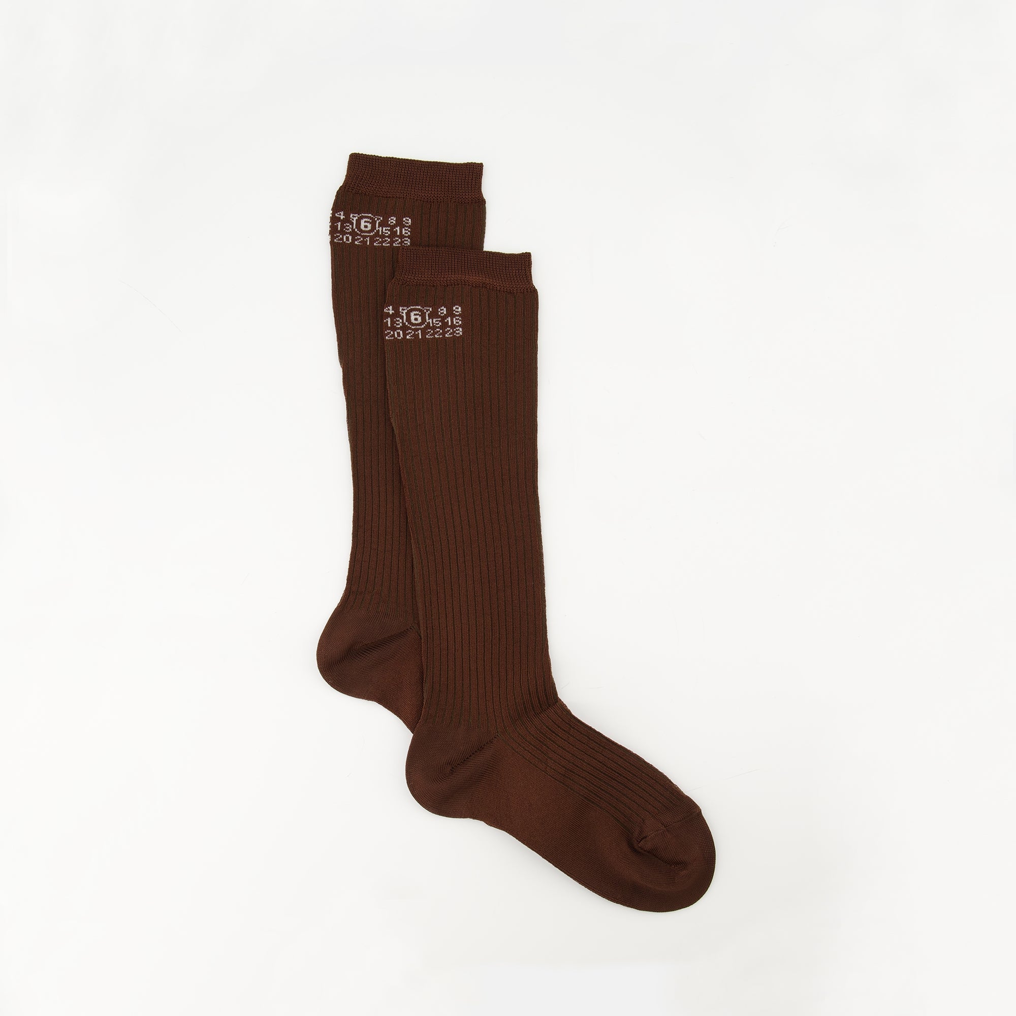 Mm6, Numeric socks, brown socks, ribbed viscose, accessory