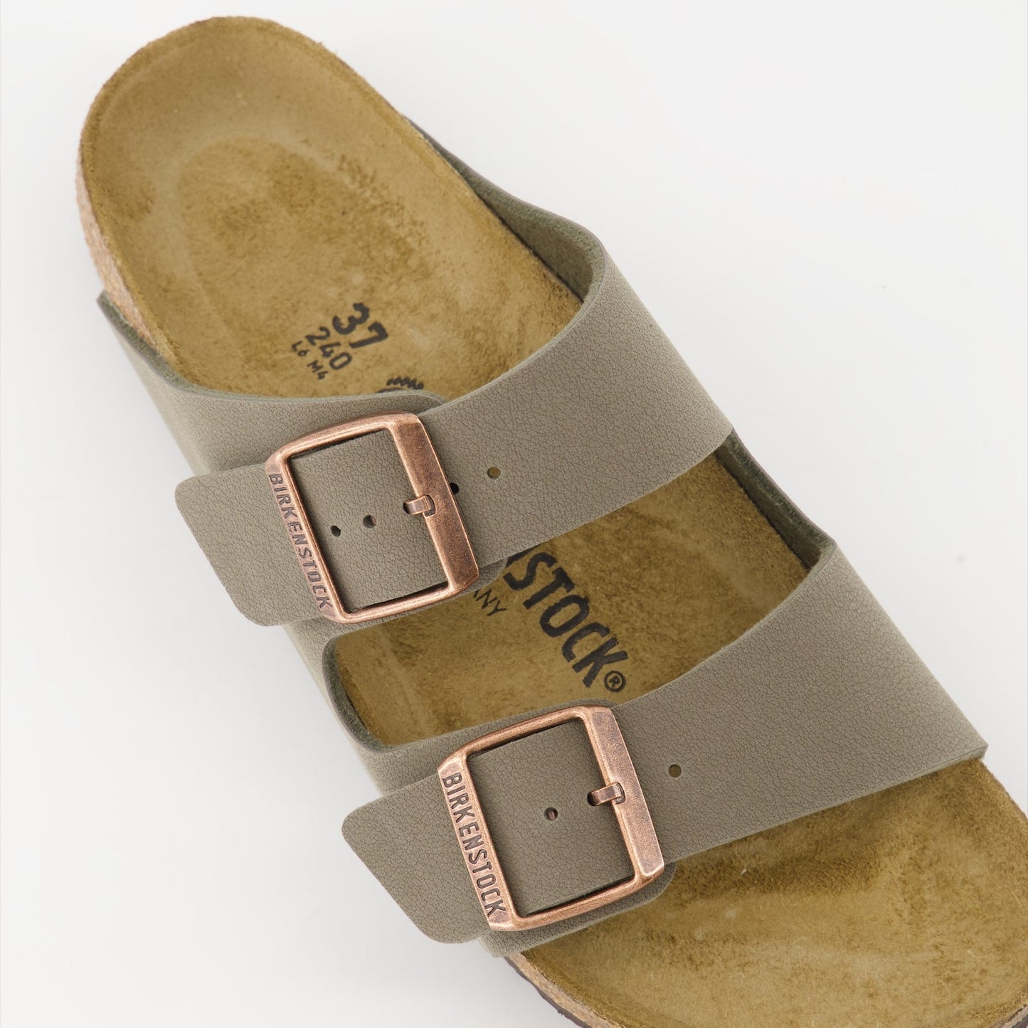 Birkenstock slides, Arizona Birko-Flor, Taupe slides, comfortable footwear, luxury slides