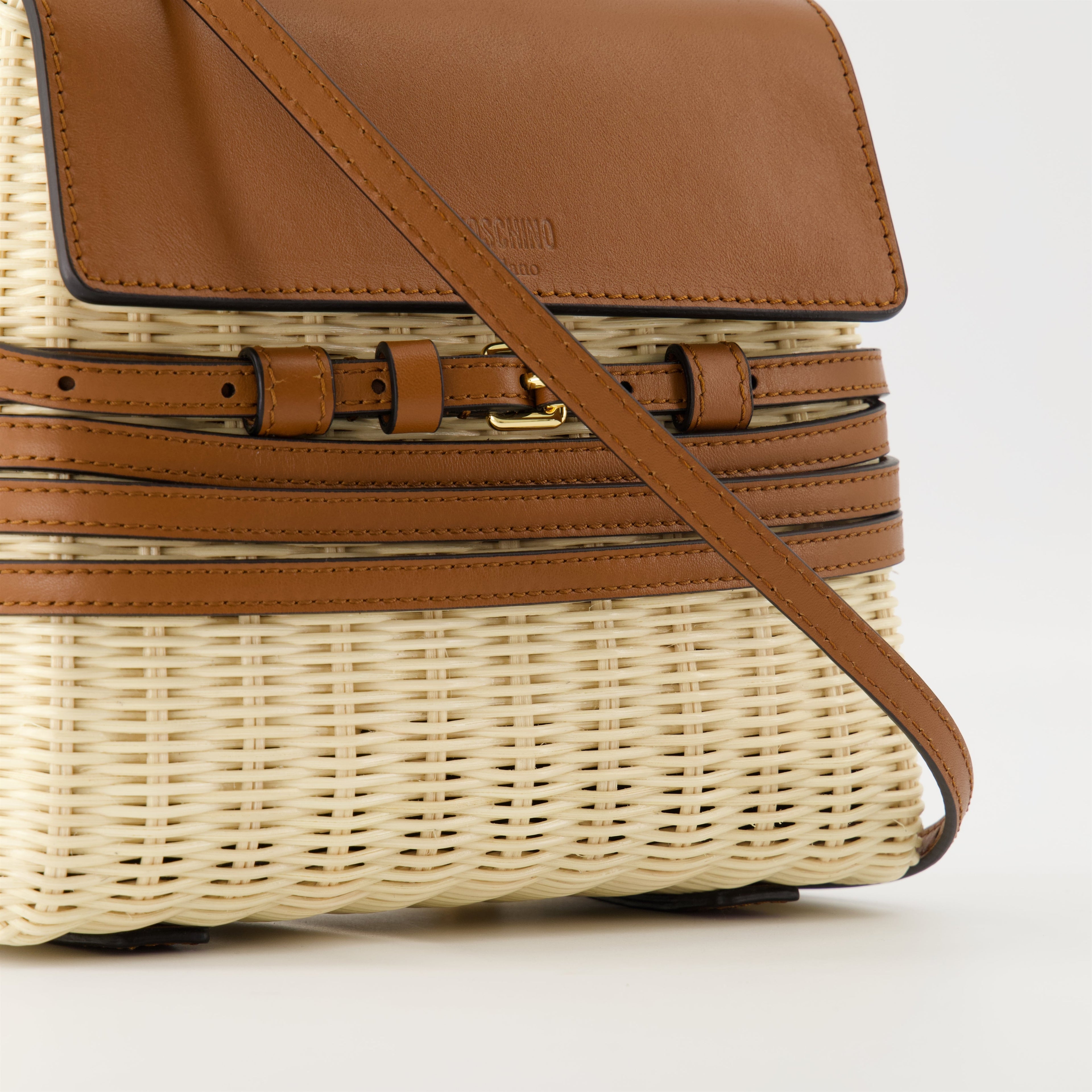 Moschino bag, Tie Me bag, brown raffia bag, women's accessories, designer handbag