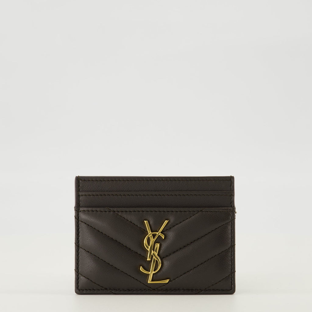 chevron wallet, dark leather wallet, YSL accessories, designer wallet, premium cardholder