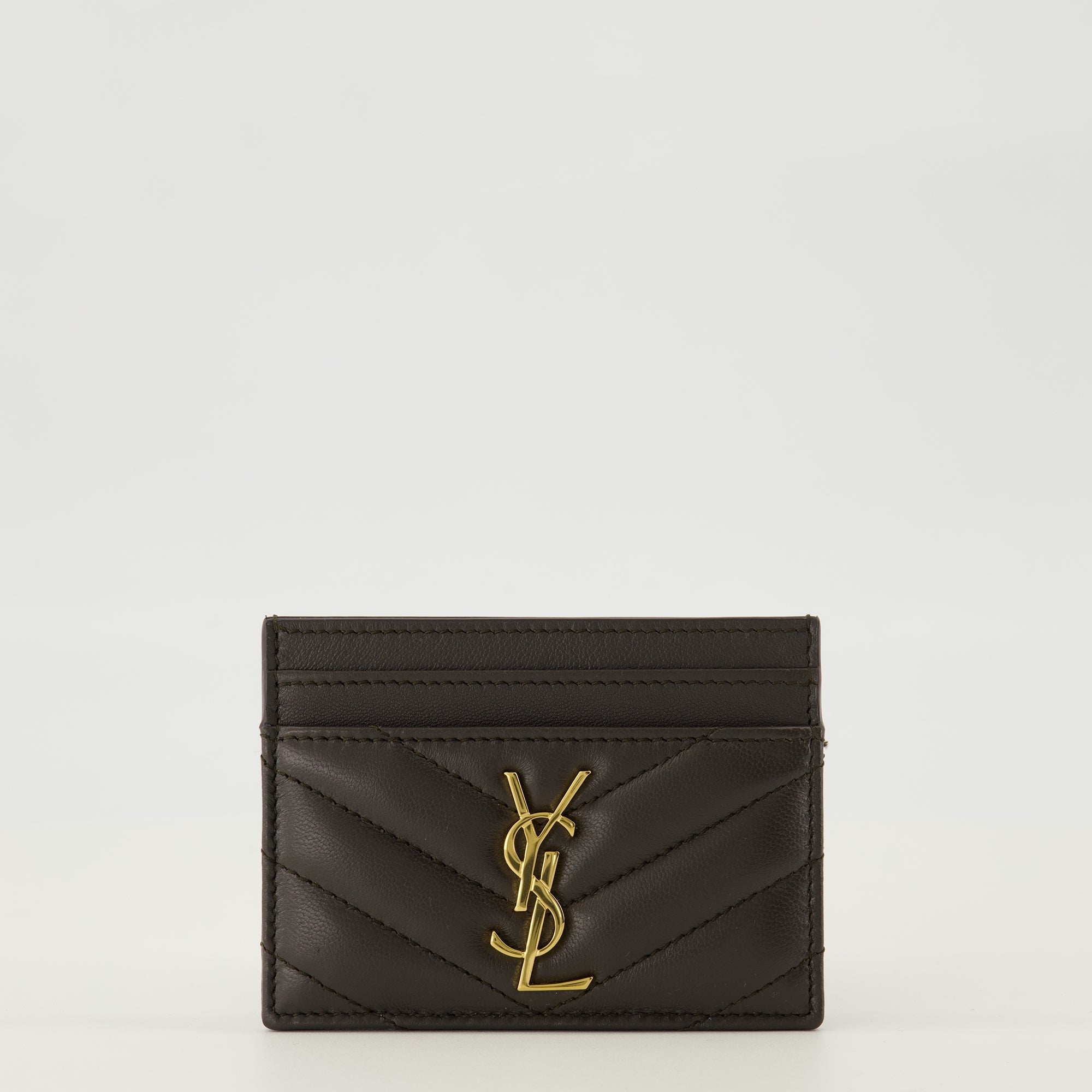 chevron wallet, dark leather wallet, YSL accessories, designer wallet, premium cardholder