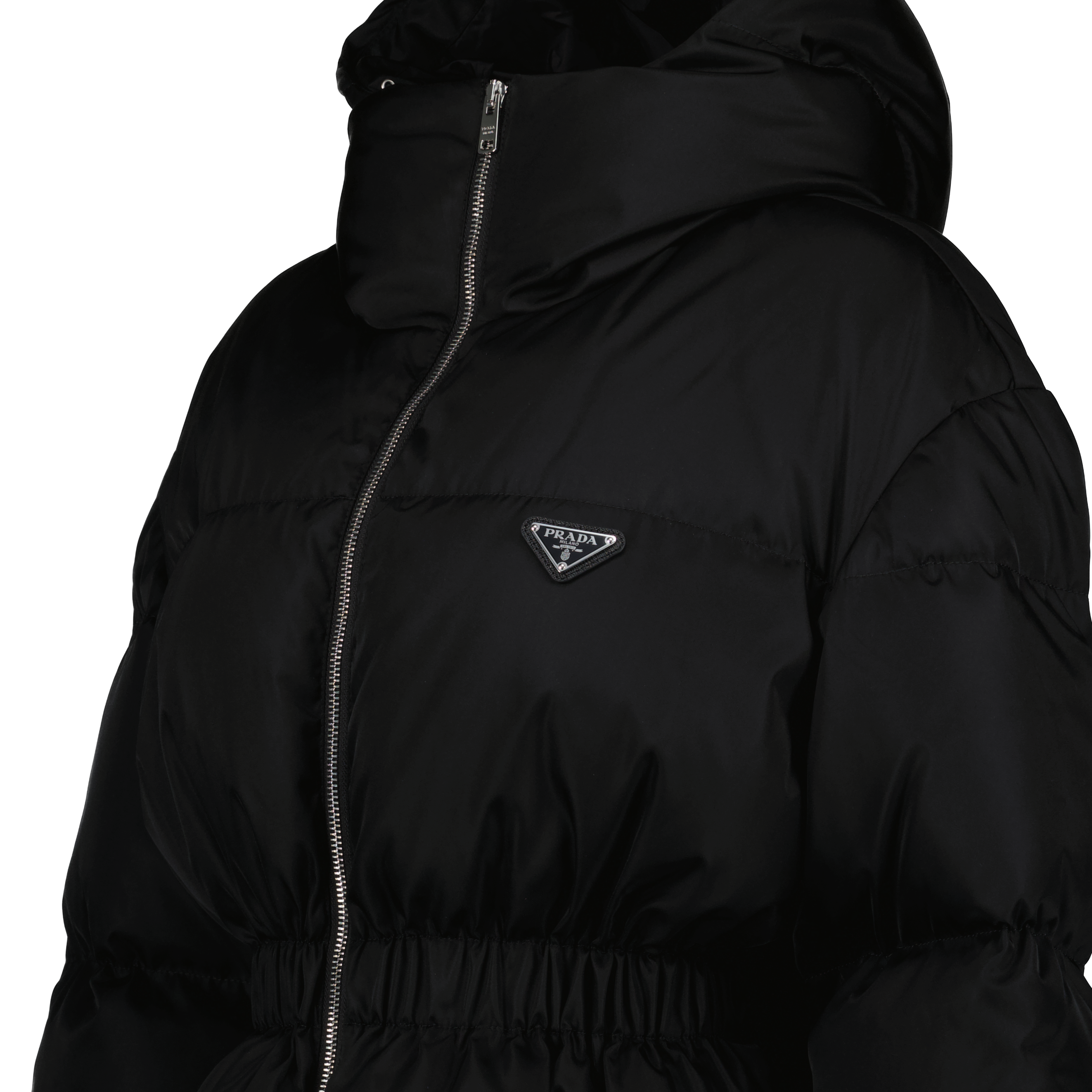 極美品　プラダ　リナイロン　PUFFER　フード　中綿コート　ブラック　黒　XL 極美品 プラダ リナイロン PUFFER フード 中綿コート ブラック 黒 XL