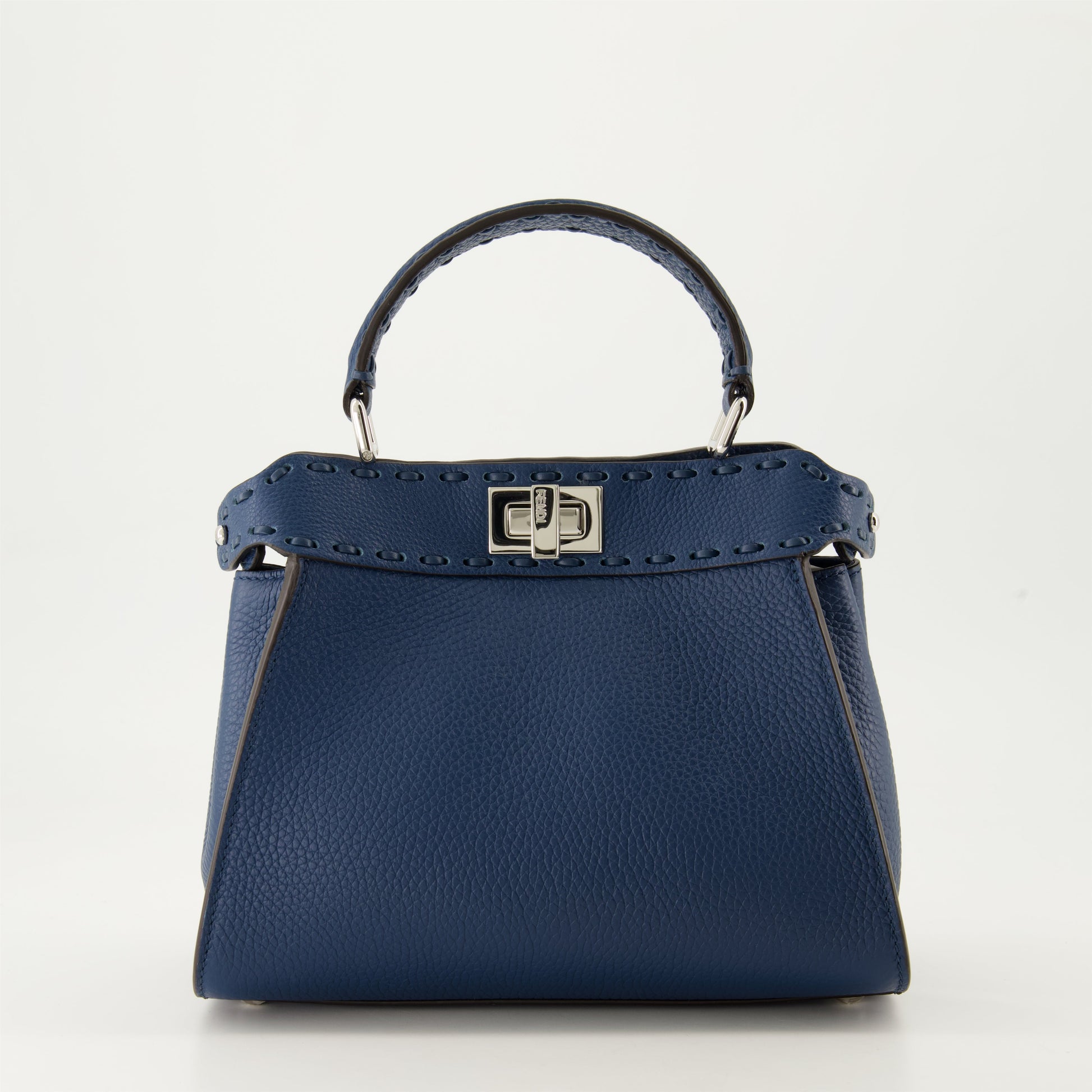 Mini Peekaboo Bag, Blue Leather Bag, Designer Handbag, Luxury Accessories, Fendi Bag