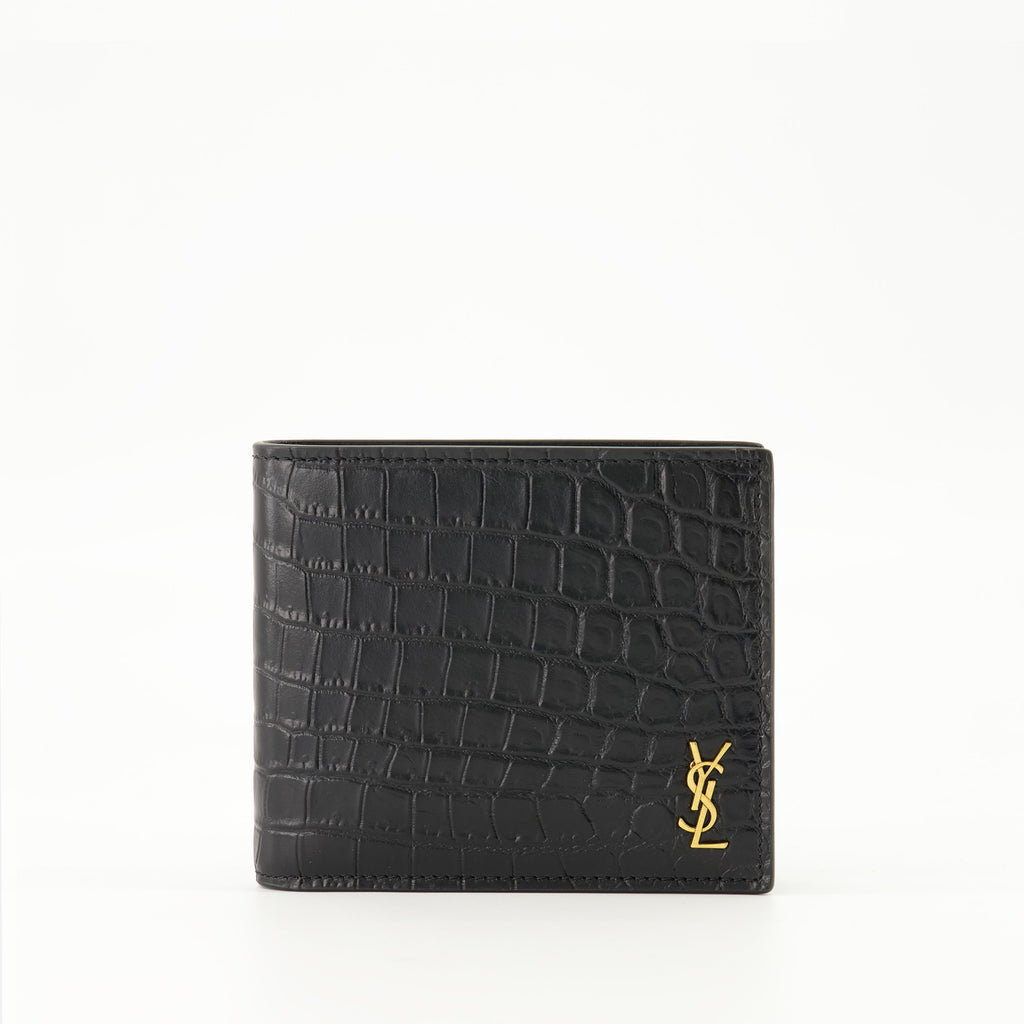 wallet, crocodile embossed, calfskin wallet, luxury accessories, designer wallet